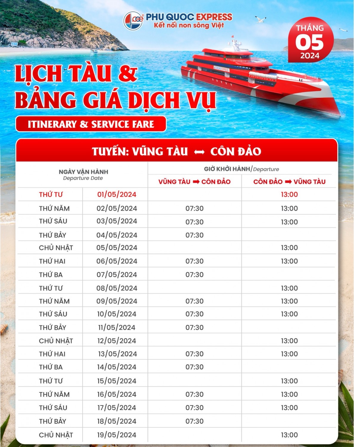 lich tau chay thang 5
